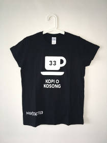 KOPI O KOSONG tshirt; front view; cup with saucer; hot drink number 33