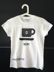 KOPI tshirt; front view; cup with saucer; hot drink number 0;